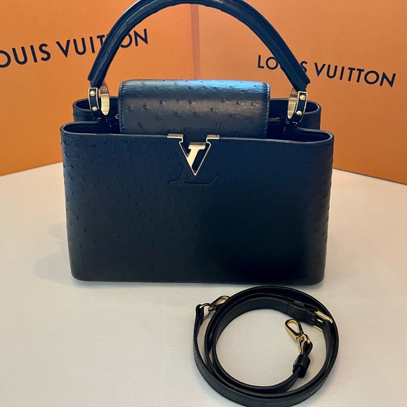 LV Capucines PM Black Ostrich - Picture 1 of 14